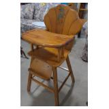 (AK) Vintage Wooden High Chair measuring 17 1/2"