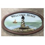 (AN) Welcome home lighthouse wooden sign