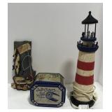 (AN) Thread tin, gone fishing sign and light