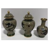 (AN) Lot of 3 oriental cloisonné vessels