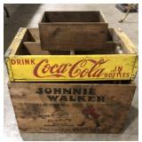 (AH) assorted wooden crates including Johnnie