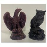 (T) Large Owl and Eagle Wax Candles