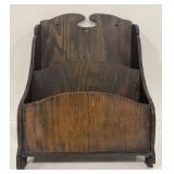 (T) Wood Magazine Rack. 14" x 8" x 12-1/2"