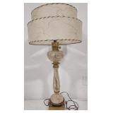 Frosted and clear glass lamp with gold tone