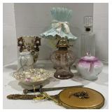 (V) Lot of Lamp, Mirror, Light Cover, Vase, Oil