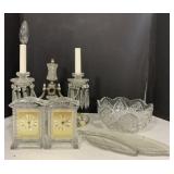 (V) Electric Candles, Glass Bowl, Clocks, Leaf