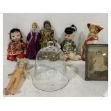 (V) Lot of Dolls, Baby Pictures and Glass Cover