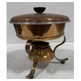 (V) Vintage Copper Brass Fondue Pot