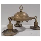 (II) Victorian Style 3 Arm Brass Light Fixture