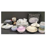 (II)  Fitz & Floyd metal serveware, plates, etc