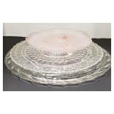 (V) Dishes Glass Serving Trays Pink Frosted