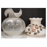 (V) Hurricane Lamps Flowers Frosted Glass
