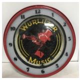 (BJ) Wurlitzer Music Clock Measuring approx 16"