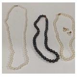 (AF) Lot of (3) Genuine Pearl Necklaces with gold
