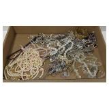 (AF) Flat of various costume jewelry, necklaces