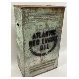 Atlantic Red Engine Oil Metal Container w/ Lid