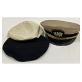 Vintage Named USN Military Visor Cap w/ Badge &