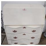(V)  Soft Chalk Painted Secretary Cabinet