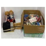 (V) Box of Sewing Supplies Paint Brushes Raggedy