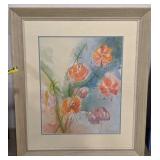 (AN) Signed framed floral watercolor, measures