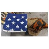 (AN) American Flag and burlap potato sack