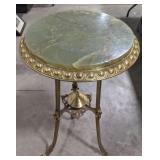 (AN) Beautiful Brass with green marble top table,