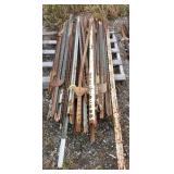 Assorted metal fence posts