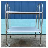 (cr) 2 Tier White Table w/ Wheels