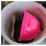 5 gallon bucket w/ pink hard hat knee pads PC
