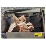 Plastic crate of metal parts