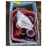 Tote of various items including washers, bolts,