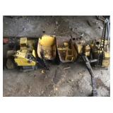 Lot of old metal tonka trucks, cranes and grader