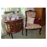 Oval serving table, chair