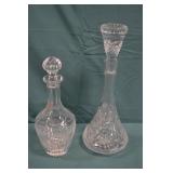 2 Mid Century Bohemian Cut Crystal Decanters