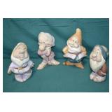4pcs Vintage 7 Dwarves Outdoor Statues
