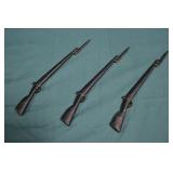 3pcs Antique 8" Cast Iron Musket Rifles