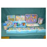 Lot Care Bears Figures, Glassware, Tray & More
