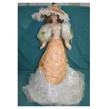 Lg 40" Tall Porcelain Victorian Girl Doll & Stand