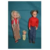 3pcs 1970s Mattel Sunshine Doll Family
