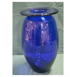 Heavy Cobalt Blue 11" Art Glass Vase