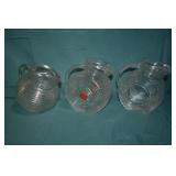 3pcs 1940s Era Glass Ribbed Glass Tilt Pitchers