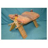 22" Egyptian Wood Frame Leather Pad Camel Saddle