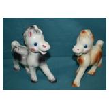 2pcs 1950s Rempel Diamond Pottery 6" Horses