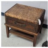 Vintage Suitcase Style Wood FRame Side Table