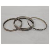 3 Beaucraft Sterliing Silver Bangle Bracelets