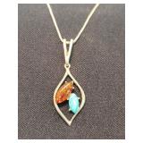 Sterling Silver & Turquoise Pendant & Chain