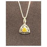 Sterling Silver & Citrine Stone Pendant With Chain