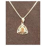 Sterling Smokey Quartz Stone Pendant With Chain