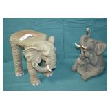 11" Tall Composite Elephant Statue & Table