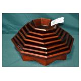 7pc Octoganal Korean Wood Red Laquer Nesting Trays